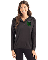 Austin FC - Cutter & Buck Coastline Epic Comfort Recycled Womens Hooded Shirt Black Front