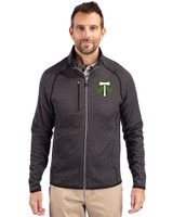 Portland Timbers Cutter & Buck Mainsail Sweater-Knit Mens Big and Tall Full Zip Jacket Charcoal Heather Front