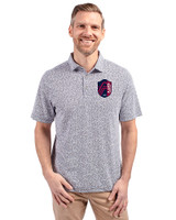 St. Louis City SC Cutter & Buck Virtue Eco Pique Botanical Print Recycled Mens Polo Navy Blue Front