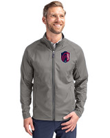 St. Louis City SC Cutter & Buck Adapt Eco Knit Hybrid Recycled Mens Big & Tall Full Zip Jacket Elemental Grey Front