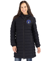 CF Montréal Cutter & Buck Mission Ridge Repreve Eco Insulated Womens Long Puffer Jacket Black Front