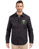 Portland Timbers Cutter & Buck Rainier PrimaLoft® Mens Big and Tall Eco Insulated Quilted Shirt Jacket Black Front
