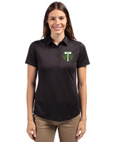 Portland Timbers Cutter & Buck Prospect Eco Textured Stretch Recycled Womens Short Sleeve Polo Black Front