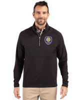 Orlando City SC Cutter & Buck Adapt Eco Knit Hybrid Recycled Mens Quarter Zip Black Front