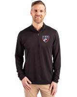 FC Dallas Cutter & Buck Virtue Eco Pique Recycled Quarter Zip Mens Big & Tall Pullover Black Front