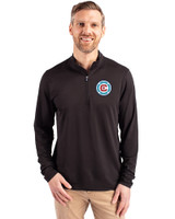 Chicago Fire FC Cutter & Buck Virtue Eco Pique Recycled Quarter Zip Mens Big & Tall Pullover Black Front