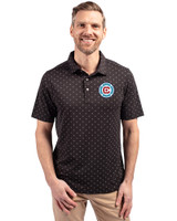 Chicago Fire FC Cutter & Buck Virtue Eco Pique Tile Print Recycled Mens Big & Tall Polo Black Front