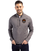 Houston Dynamo FC Cutter & Buck Adapt Eco Knit Heather Mens Quarter Zip Pullover Black Heather Front