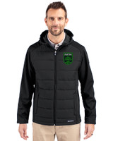 Austin FC - Cutter & Buck Evoke Hybrid Eco Softshell Recycled Full Zip Mens Big & Tall Hooded Jacket Black Front