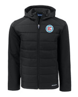 Chicago Fire FC Cutter & Buck Evoke Hybrid Eco Softshell Recycled Full Zip Mens Big & Tall Hooded Jacket BL_MANN_HG 1