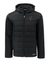 Texas Tech Red Raiders College Vault- Cutter & Buck Evoke Hybrid Softshell Recycled Full Zip Mens Hooded Jacket BL_MANN_HG 