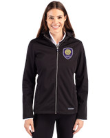 Orlando City SC Cutter & Buck Evoke Softshell Recycled Full Zip Womens Jacket Black Front