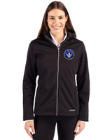 CF Montréal Cutter & Buck Evoke Softshell Recycled Full Zip Womens Jacket Black Front