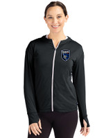 San Jose Earthquakes Cutter & Buck Daybreak Eco Recycled Womens Full Zip Hoodie Black Front