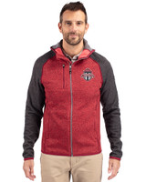 Toronto FC Cutter & Buck Mainsail Full Zip Hooded Mens Jacket Cardinal Red Heather/Charcoal Heather Front