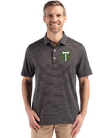 Portland Timbers Cutter & Buck Forge Epic Confidence Fine Line Stripe Stretch Recycled Mens Polo Black/White Front