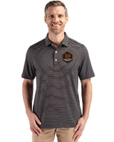 Houston Dynamo FC Cutter & Buck Forge Epic Confidence Fine Line Stripe Stretch Recycled Mens Polo Black/White Front