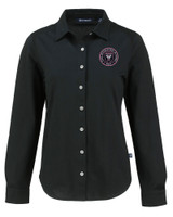 Inter Miami CF Cutter & Buck Advantage Tri-Blend Eco Soft Pique Long Sleeve Knitted Womens Button Up BL_MANN_HG 1