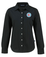 Chicago Fire FC Cutter & Buck Advantage Tri-Blend Eco Soft Pique Long Sleeve Knitted Womens Button Up BL_MANN_HG 1