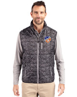 FC Cincinnati Cutter & Buck Rainier PrimaLoft® Mens Eco Insulated Full Zip Printed Puffer Vest Black Front