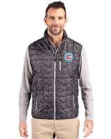 Chicago Fire FC Cutter & Buck Rainier PrimaLoft® Mens Eco Insulated Full Zip Printed Puffer Vest Black Front