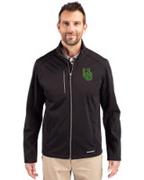 Oregon Ducks- Cutter & Buck Evoke Softshell Recycled Full Zip Mens Jacket Black Front