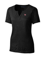 New York Giants Cutter & Buck Short Womens Sleeve Rally Split Neck Top Black Mannequin