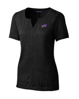 Buffalo Bills Cutter & Buck Short Womens Sleeve Rally Split Neck Top Black Mannequin