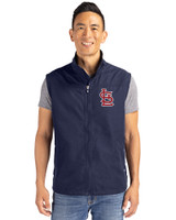 St. Louis Cardinals- Cutter & Buck Charter Eco Full-Zip Mens Big & Tall Vest Navy Blue Front