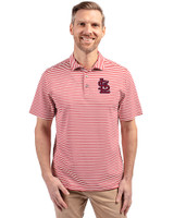 St. Louis Cardinals Cutter & Buck Virtue Eco Pique Stripe Recycled Mens Polo Cardinal Red Front