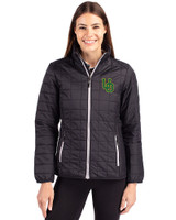 Oregon Ducks- Cutter & Buck Rainier PrimaLoft®  Womens Eco Insulated Full Zip Puffer Jacket Black Front