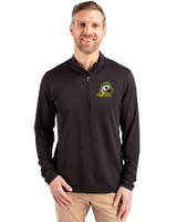 Oregon Ducks Cutter & Buck Virtue Eco Pique Recycled Quarter Zip Mens Pullover Black Front