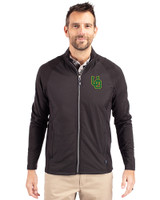 Oregon Ducks- Cutter & Buck Adapt Eco Knit Hybrid Recycled Mens Big & Tall Full Zip Jacket Black Front