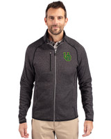 Oregon Ducks- Cutter & Buck Mainsail Sweater-Knit Mens Big and Tall Full Zip Jacket Charcoal Heather Front