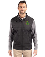 Oregon Ducks- Cutter & Buck Stealth Hybrid Quilted Mens Full Zip Windbreaker Jacket Black Front