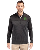 Oregon Ducks- Cutter & Buck Traverse Stretch Eco Stripe Quarter Zip Mens Pullover Black Front