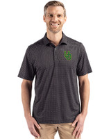 Oregon Ducks- Cutter & Buck Pike Eco Shadow Check Print Recycled Mens Polo Black Front