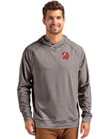 Tampa Bay Buccaneers Historic Cutter & Buck Adapt Knit Recycled Mens Heathered Hooded Pullover Black Heather Front