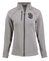 San Diego Padres Mono Cutter & Buck Peshastin Fleece Recycled Womens Full Zip Jacket EGH_MANN_HG 1