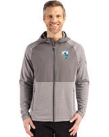 Los Angeles Chargers Historic Cutter & Buck Peshastin Fleece Recycled Mens Hybrid Jacket Elemental Grey Heather Front