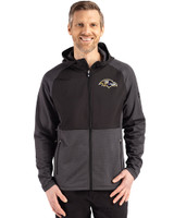 Baltimore Ravens Cutter & Buck Peshastin Fleece Recycled Mens Hybrid Jacket Black Heather Front