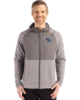 Tennessee Titans Cutter & Buck Peshastin Fleece Recycled Mens Hybrid Jacket Elemental Grey Heather Front