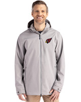 Arizona Cardinals Cutter & Buck Camano Everyday Stretch Recycled Mens Water Resistant Jacket Polished Medium Gray Front