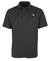 Green Bay Packers Cutter & Buck Advantage Tri-Blend Jersey Mens Pocket Polo Black Heather Mannequin