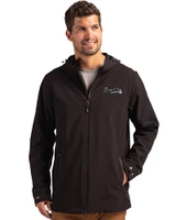 Atlanta Braves Mono Cutter & Buck Camano Everyday Stretch Recycled Mens Water Resistant Jacket Black Front
