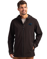 Carolina Panthers Cutter & Buck Camano Everyday Stretch Recycled Mens Water Resistant Jacket Black Front