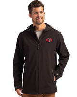San Francisco 49ers Historic Cutter & Buck Camano Everyday Stretch Recycled Mens Water Resistant Jacket Black Front