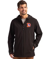 Denver Broncos Historic Cutter & Buck Camano Recycled Everyday Stretch Water Resistant Mens Full Zip Jacket Black Front