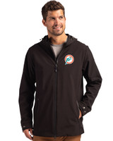 Miami Dolphins Historic Cutter & Buck Camano Recycled Everyday Stretch Water Resistant Mens Full Zip Jacket Black Front