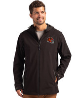 Cincinnati Bengals NFL Helmet Cutter & Buck Camano Everyday Stretch Recycled Mens Water Resistant Jacket Black Front